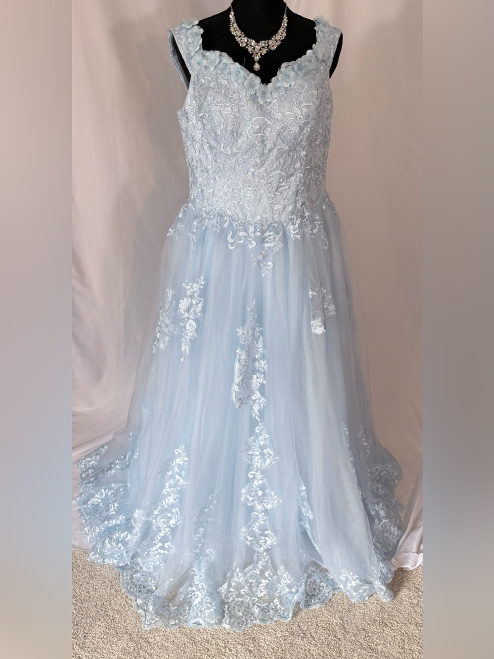 #52 Light Blue Lace Tulle Dress - Elegant Occasion Dress